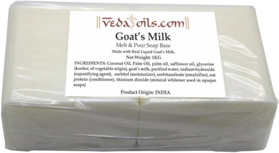 

VedaOils Goat Milk Melt and Pour Soap Base - Natural Vegetable Glycerin Base - Excellent Hand Soap Making Supplies(1000 g)