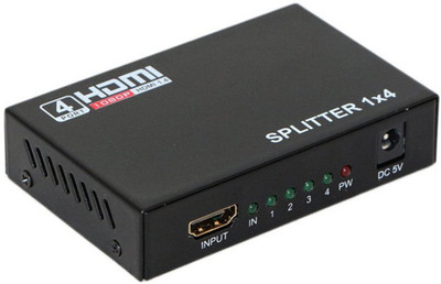 

LipiWorld TV-out Cable HDMI Splitter 1 IN 4 OUT Full HD 1080P Support 3D v1.4 for HDTV / STB/ DVD / Projector / DVR BLACK(Black, For DVD)