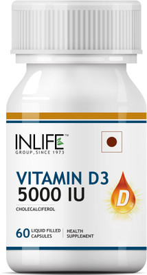 

Inlife �Vitamin D3 Cholecalciferol Supplement for Men Women 5000 IU - 60 Liquid Filled Capsules(1 No)