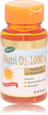 

Shrey's Vitamin D 1000 IU, Nutri D3 - 60 Capsules (A Daily Dose)(60 No)