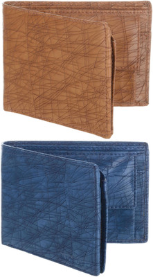 

MARKQUES Men Tan, Blue Artificial Leather Wallet(6 Card Slots), Blue-05;tan-04
