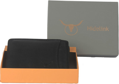 

Hidelink Men Black Genuine Leather Wallet(6 Card Slots)