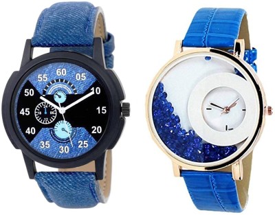 Aaradhya Fashion Analogue Blue Strap Multi Colour Watch  - For Couple   Watches  (Aaradhya Fashion)