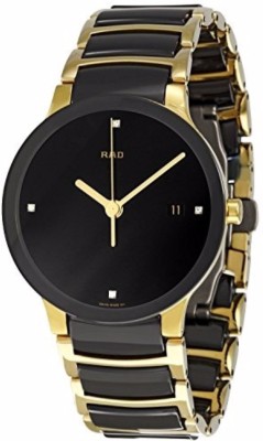 RAD R30134164 Gold Tone Steel Ceramic Bracelet & Case Swiss Quartz Black Dial Watch  - For Men   Watches  (RAD)
