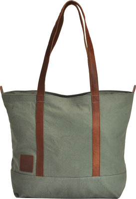 

CANVAS & AWL 12oz Canvas With Genuine Buff Leather Trim Ladies Tote Bag Shoulder Bag(Grey, 12 inch)