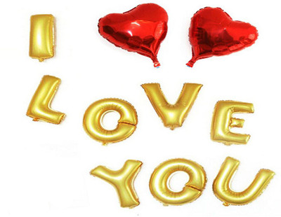 

Jamboree Solid I LOVE YOU FOIL BALLOONS 16" Balloon(Gold, Pack of 10)