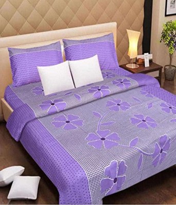 WebDealz Cotton Double Abstract Flat Bedsheet(Pack of 1, Purple)