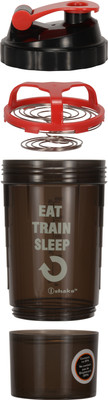 

iShake Black Body Red Lid Speed 1 Storage gym bottle 500 ml Shaker(Pack of 1, Black, Red)