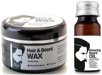 

QRAA Hair & Beard WAX & Moonch & Beard OIL Combo (100gm + 30 ml)(Set of 2)