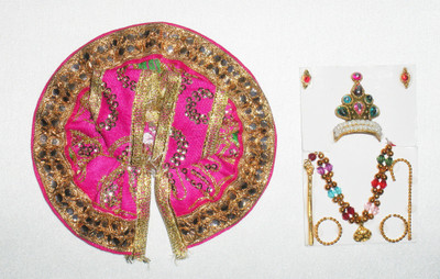 

NAMEO GOD KRISHAN BEAUTIFUL SITARA DRESS including Flute/bansuri, Mukut, , Mala Dress(Silk)