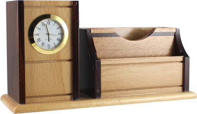 

Radius 3 Compartments wood Pen Stand(Brown)
