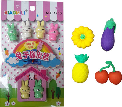 

13-HI-13 Eraser-set 10 Non-Toxic Eraser(Multicolor)