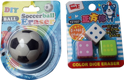 

13-HI-13 Ball and Dice Eraser Non-Toxic Eraser(Multicolor)