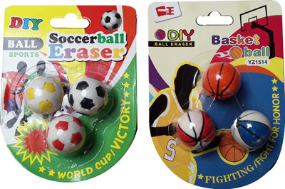 

13-HI-13 Soccer Basket ball Eraser Non-Toxic Eraser(Multicolor)