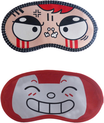 Jenna Angry-RedHappyCartoon Travel Sleeping Eye Cover Blindfold (Pack of 2)(2 g)