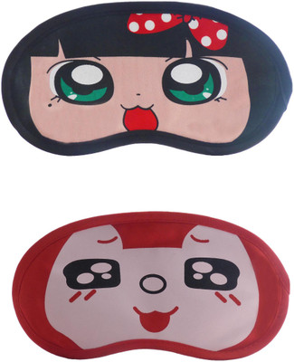 

Jenna PolkaDot-RedBlackEyeCartoon Travel Sleeping Eye Cover Blindfold (Pack of 2)(2 g)
