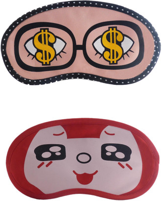 

Jenna Dollar-RedBlackEyeCartoon Travel Sleeping Eye Cover Blindfold (Pack of 2)(2 g)