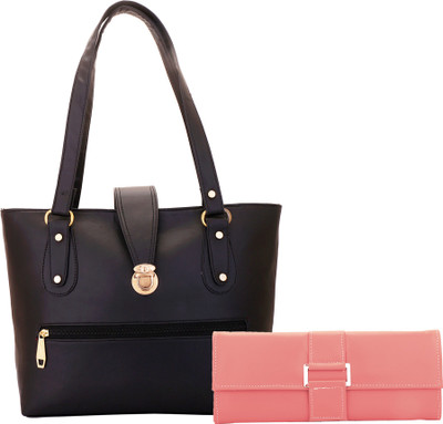 

Lady bar Shoulder Bag(Black, Pink)