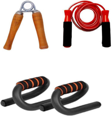 

HOMMER WOODEN HAND GRIP, JUMPING ROPE, S SHAPE FOAM PUSH UP BAR Gym & Fitness Kit