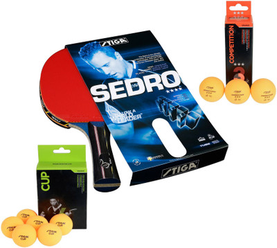 

Cosco Stiga Combo of 3, Sedro Table Tennis Bat, Stiga Cup Ball, Stiga Competition Ball Table Tennis Kit