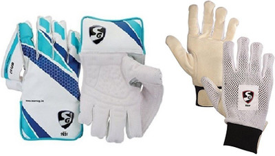 

SG Combo of two, one pair of 'Club' cricket Wicket Keeping Gloves and one pair of 'Test' Inner Gloves (Men's) (Color On Availability)- Cricket Kit