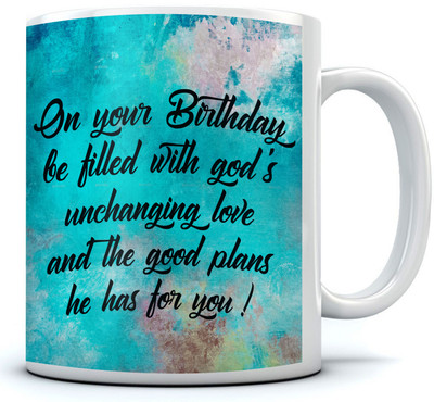 

RAMPOSH Happy Birthday Coffees/ Birthday Quote/ Gift For Birthday/ Gift For Friend/ Gift For Love Ones Turquoise Color Coffee Random Design Ceramic Mug(350 ml), Black;blue