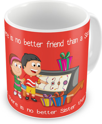 

Indigifts Return Gift for Raksha Bandhan Rakhi Gifts for Sister on Bhaidooj Birthday Anniversary (IDSRAF16118) Ceramic Mug(330 ml), Multicolor;white