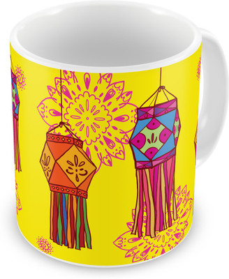 

Indigifts 82 Ceramic Mug(330 ml), Yellow