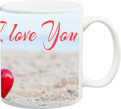 

Stylotrendz I Love You Red Heart with perfect background coffee Ceramic Mug(325 ml), White