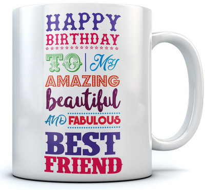 

RAMPOSH Happy Birthday Coffees/ Birthday Quote/ Gift For Birthday/ Gift For Friend/ Gift For Love Ones White Color Coffee Random Design Ceramic Mug(350 ml), Red;white