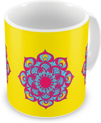 

Indigifts 91 Ceramic Mug(330 ml), Yellow
