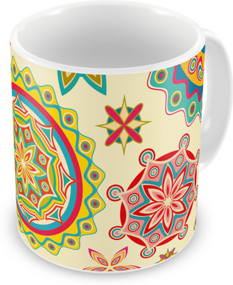 Indigifts 100 Ceramic Mug(330 ml), Multicolor