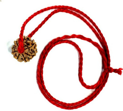 SHIVOHAM Three Face Rudraksha Wood With Red Silk Dori Wood