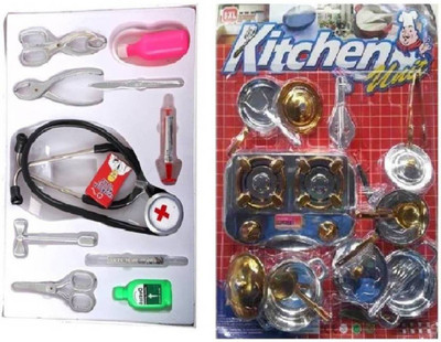 

Mahvi Toys Combo of Kitchen unit set & Doctor Medical Nursing set