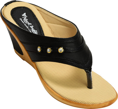 

Alert India Women Black::Beige Wedges