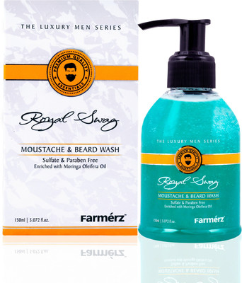 

Farmérz Moustache & Beard Wash (150ml)- The Royal Swag Series I No Sulfate No Paraben I Enriched with Moringa Oleifera(150 ml)