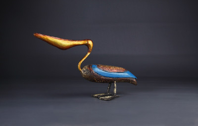 

VedasExports Pelican Blue Decorative Showpiece - 10 cm(Iron, Blue)
