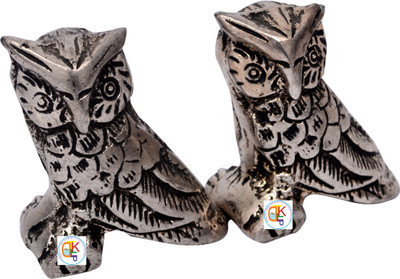 

KDT KDT Antique Owl Pair Decorative Showpiece - 7 cm(Silver Finish, Silver)