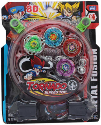

SuperToy 4 Beyblade Set with Ripchord Launcher with Battlefield spanning Top for kid(Multicolor)