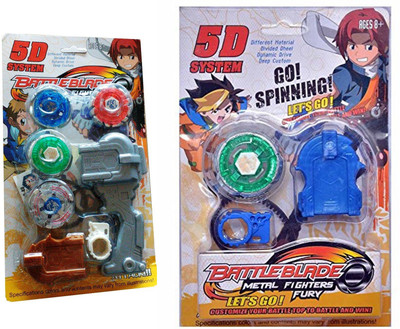 

Mahvi Toys 5D System Beyblade Set with Handle Launcher Metal Master Fury Fighters(2 pcs)(Multicolor)