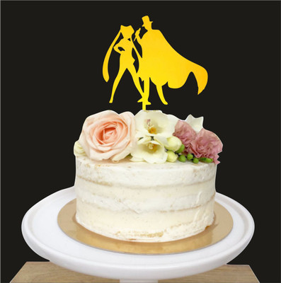 

Naveed Arts  Acrylic cake topper Sticker(Pack of 1, Golden mirror