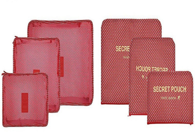 

Styleys Set of 6 Packing Cubes Clothes Organizer Bags (Red Star)(Red)