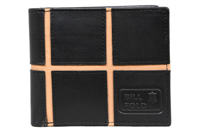 

Bill Fold Artistic Leather Men Black, Tan Genuine Leather Wallet(4 Card Slots)