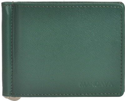 

mandava Women Casual Green Genuine Leather Money Clip(6 Card Slots)