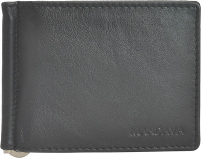 

MANDAVA Men Black Genuine Leather Money Clip(6 Card Slots)