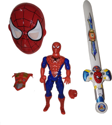 

VShine Spiderman Action figure Play Set with Sword, Mask, armor and Accessories(Red)