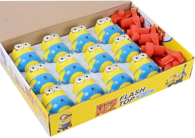 

spgift 12pcs/box Led Mini Minions Music Rotating Gyroscope Light Up Glowing Toy Movie Figure Cute For Kid Gift(Multicolor)