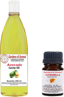 

Gardens Of Aroma Citronella Essential Oil And Avocado Carrier Oil(210 ml)