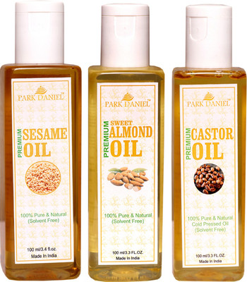 

Park Daniel Premium Sesame oil, Sweet Almond oil and Castor oil combo of 3 bottles of 100 ml(300ml)(300 ml)
