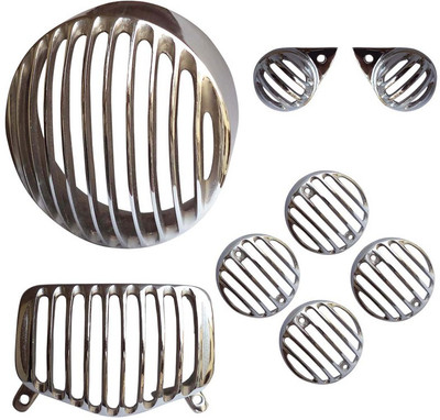 

Almos Bullet Standard Chrome Head Light Grill Set Bike Headlight Grill(Silver)